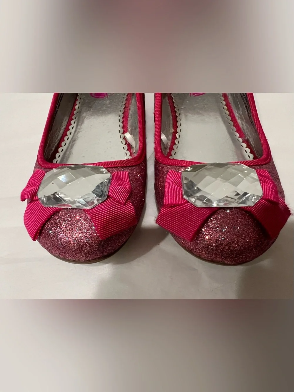 Children’s Place Girls Glitter Slip On Flats Shoes Gem Stone - Sz 3 - Pink